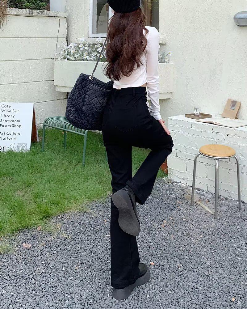 Women's American Retro Brown High-Waist Flared Jeans - Fall 2023 Trend