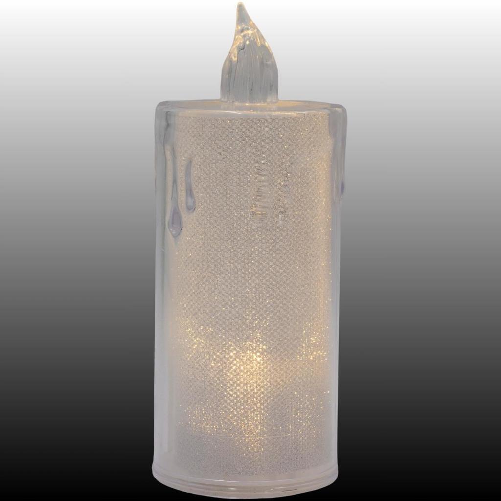 Świeca LED dekoracyjna 12,5 cm transparentna ciepłe białe światło