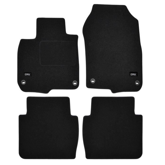 Tapis de sol - Logo - Honda C-RV - Velours noir - 4 pièces - Ajustement précis