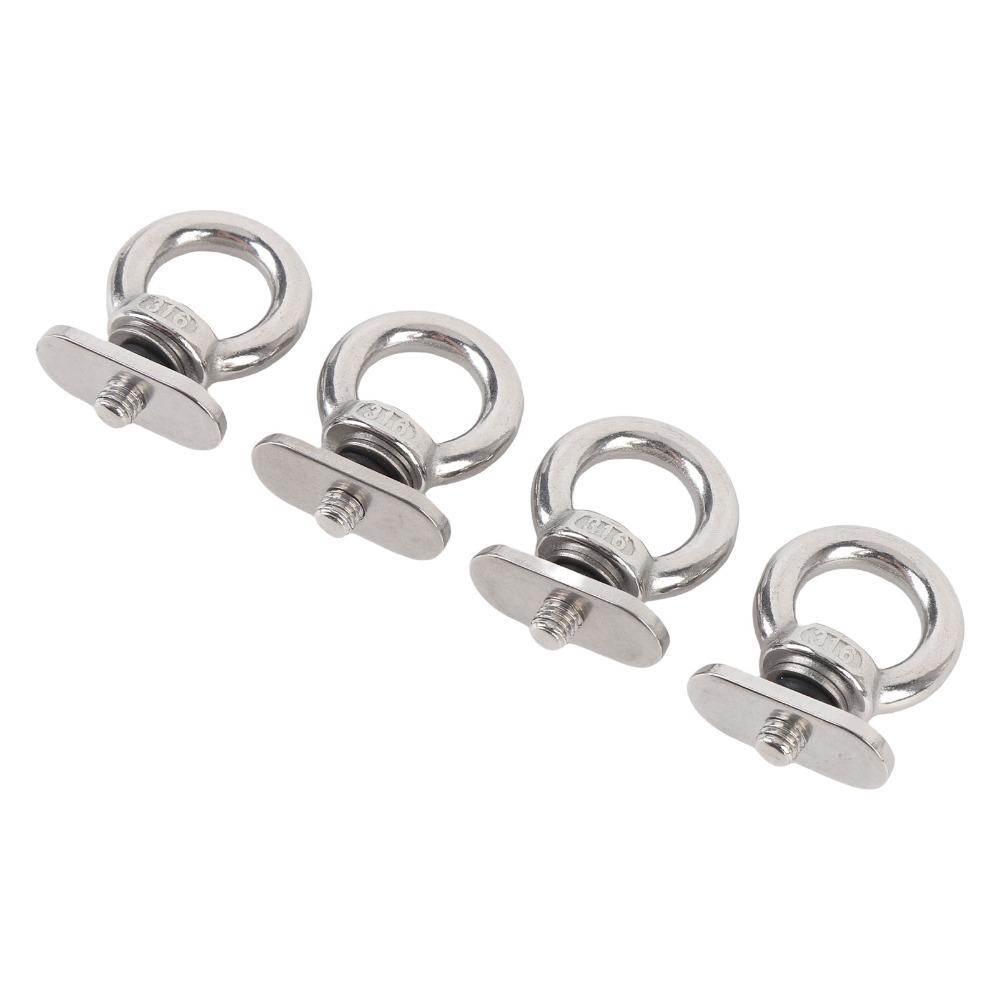 4PCS Set Kayak Tie Down Hardware 316 Stainless Steel Tie Down Rings Marine Eye Bolt  For Sailboats