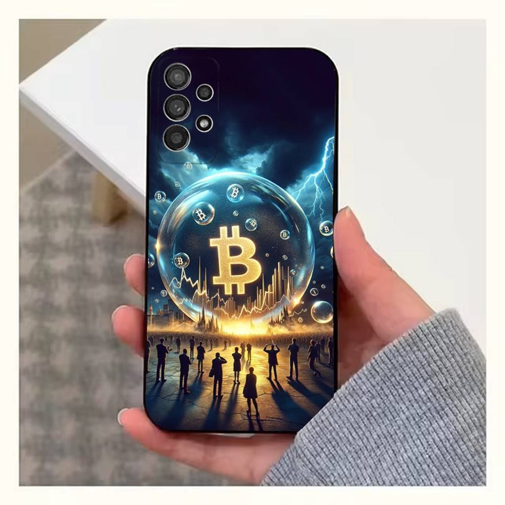Bitcoin Digital Currency Phone Case For Samsung S22,S21,S20,S10,S9,S25,S24,S23,Ultra,FE,Plus,Lite,Soft Silicone Black