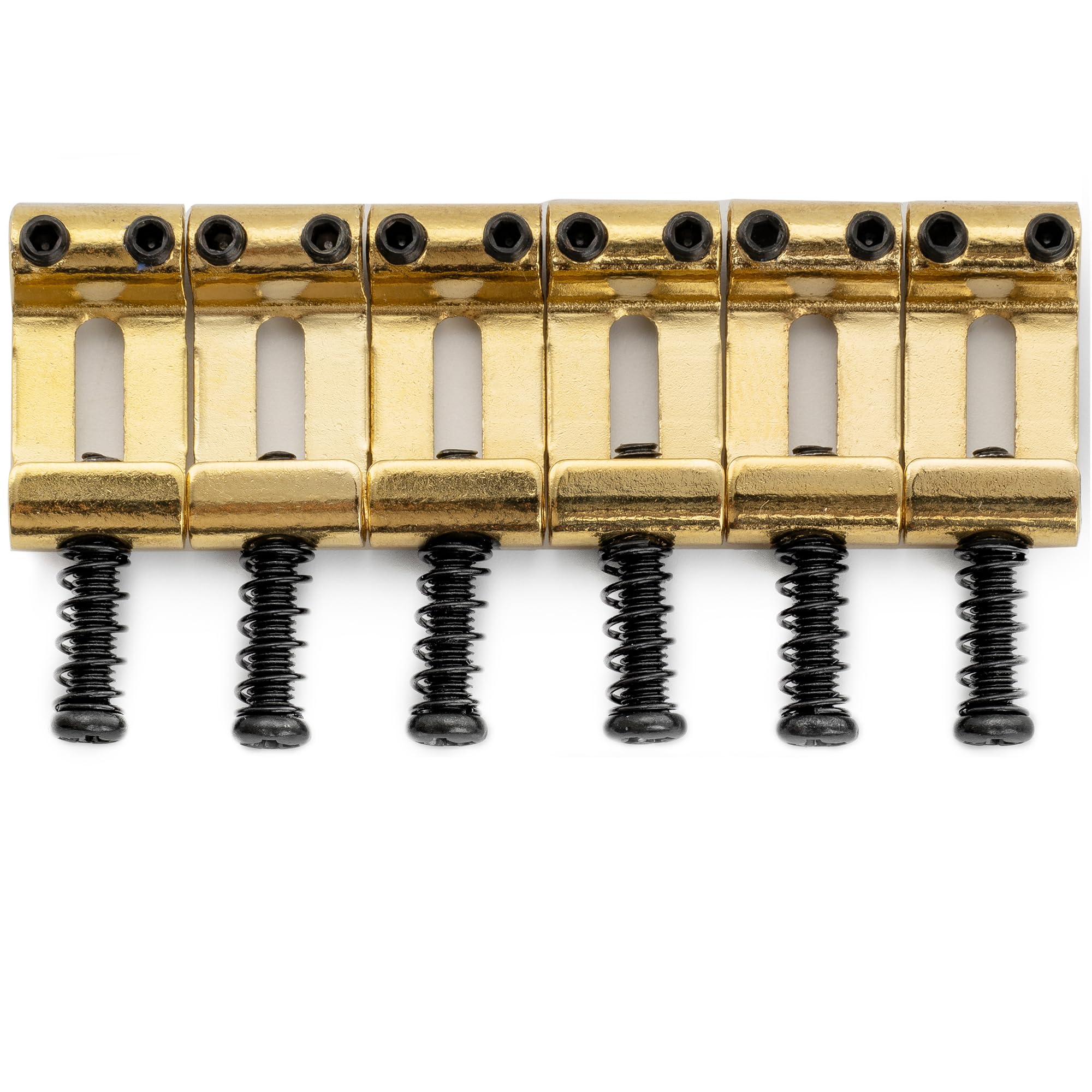 

Musiclily Ultra 10.5mm Hardened Steel Vintage Bridge Saddles for Strat Electric Guitars, Gold (Set of 6)