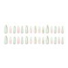 24pcs Manicure Long Almond Stiletto False Nails French Green Wavy Fake Nails Detachable Pearl French Nail Tips Women