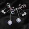 Silver Needle Luxury Zircon Pearl Bow Tassel Stud Earrings - High-End Personalized Accessories for Women