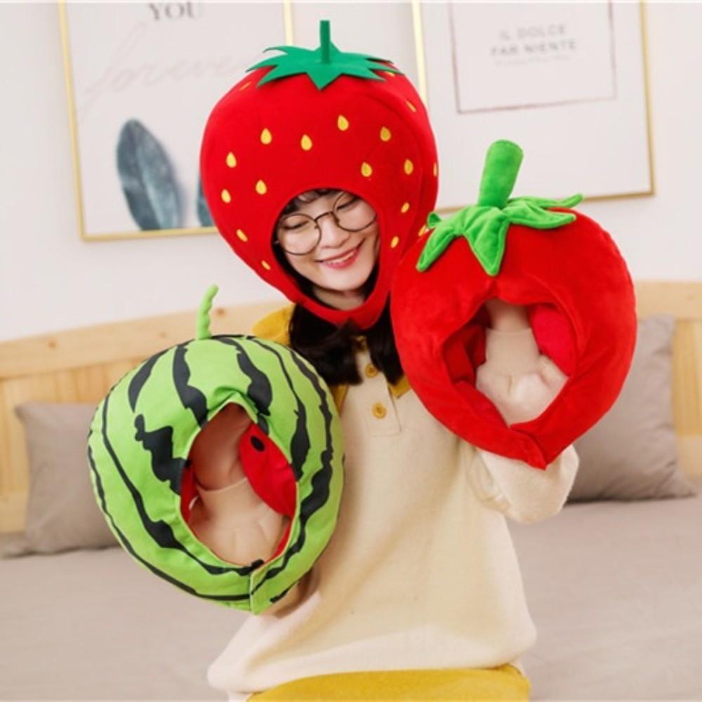 Soft Orange Hat Cartoon Design Watermelon Hat Funny Fruit Hat Cosplay Headgear