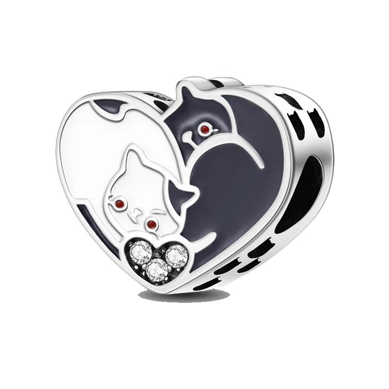 Copper Metal Black Cat Collection Charm Bead Components Bead Components Paw Print Pendant Bead Component Compatible With Authentic Original Do It