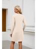 2024 Women's Casual Long Sleeve Slit Hem Dress with Round Neck