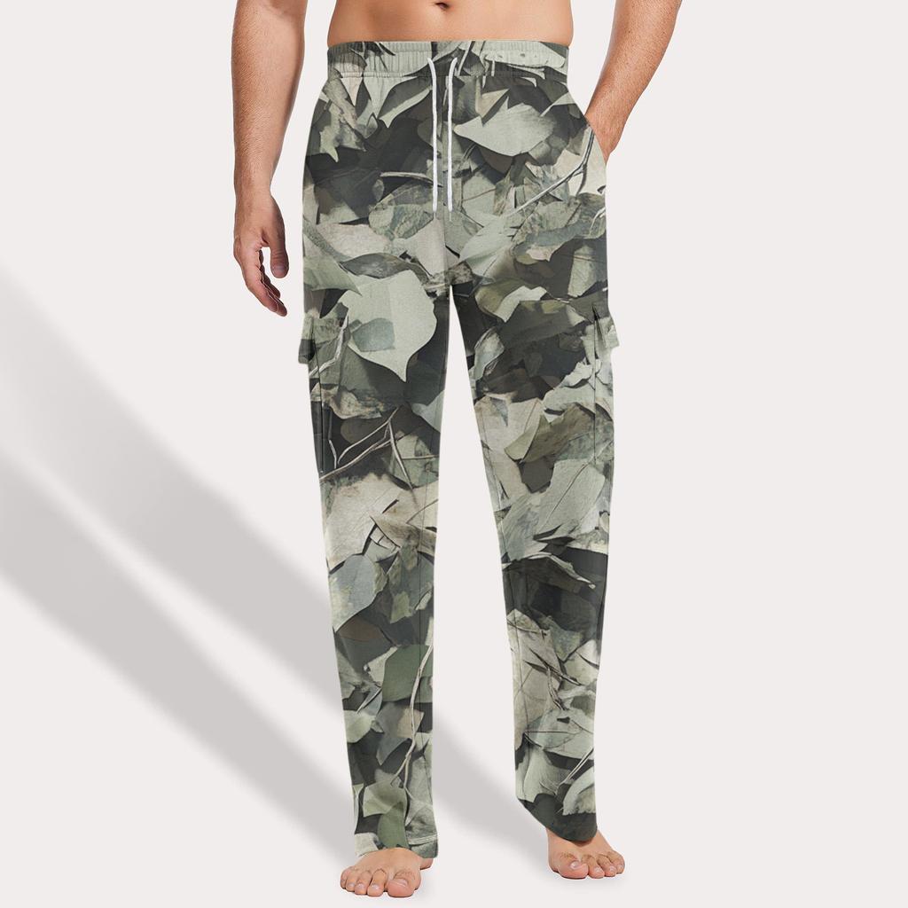 Herren Locker Lässige Mehrfach-Taschen Arbeitshose, Jugendliche Stretch-Taille Kordelzug Hose