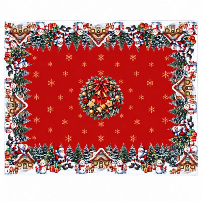 Christmas Tablecloth Festive Snowman Santa Print Dining Table Decor Gift