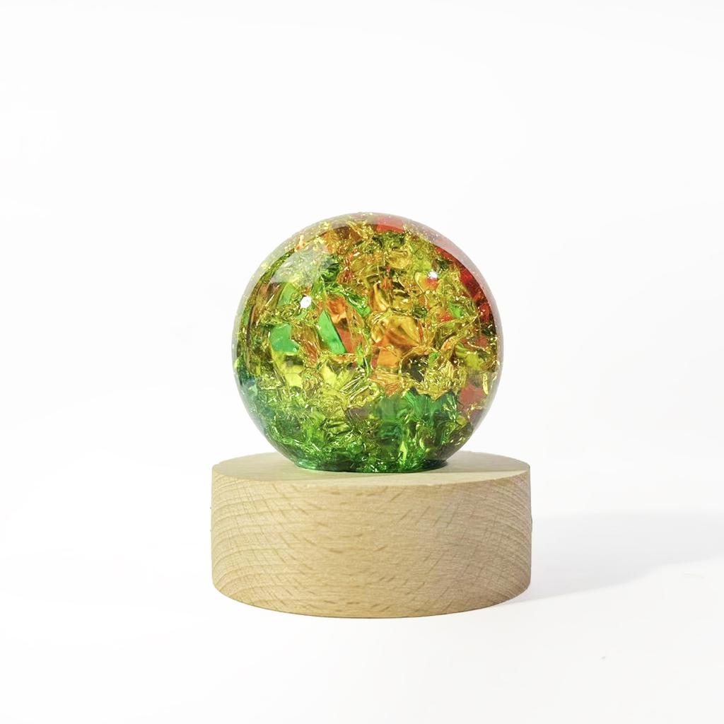 LED Light Crystal Ball Lamp Light Decoration Resin Craft Toy Bonsai Ornaments Bookshelf Collectible Birthday Home Decor Gift