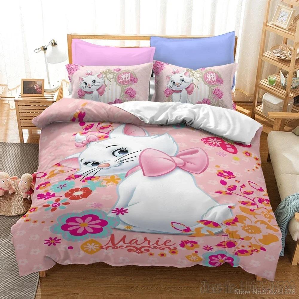 3D Print Cartoon Marie Cat Duvet Cover Set HD Comforter Cover for Kids Bedding Sets Bedclothes Bedroom Decor