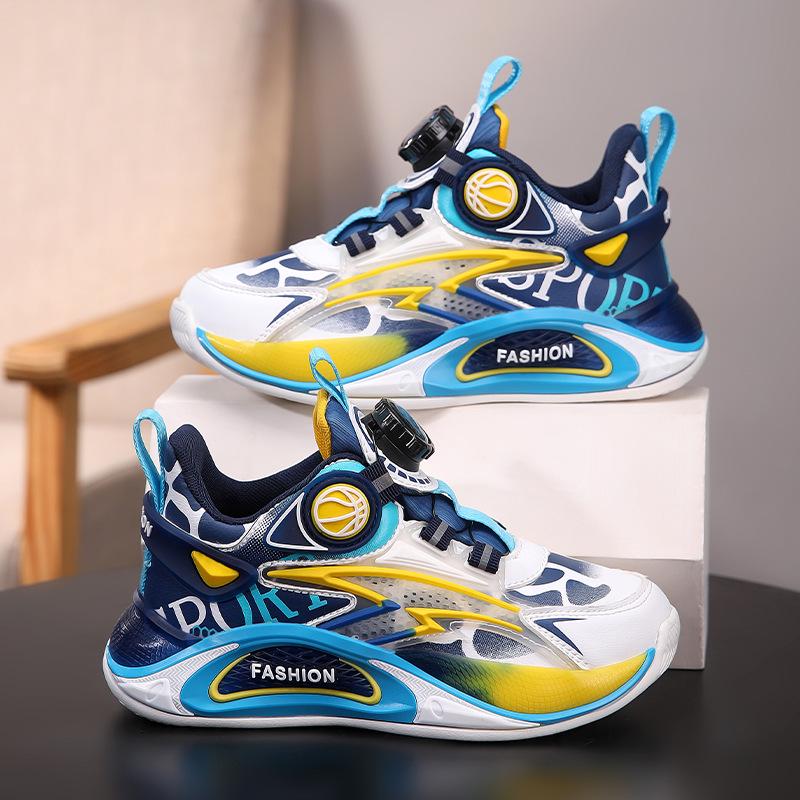 Spring 2025 Waterproof Leather Boys' Basketball Shoes for Kids - Wear-Resistant Trendy Running Shoes