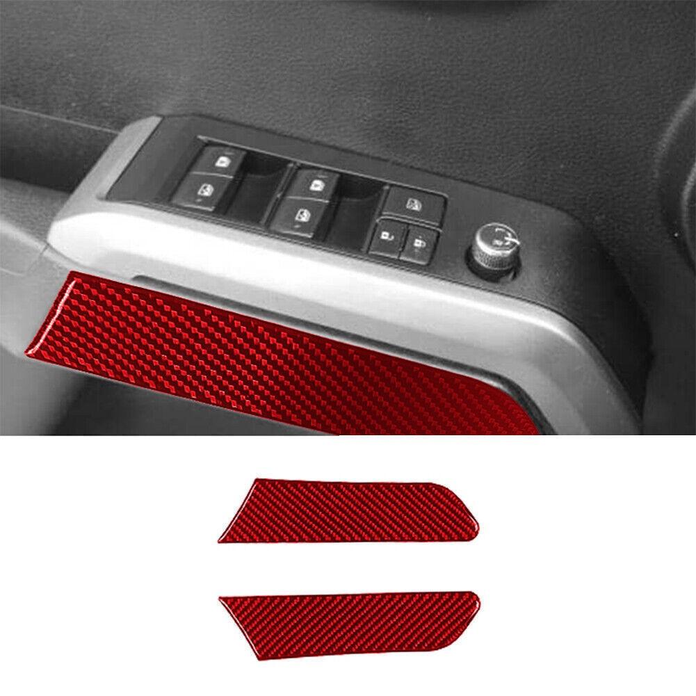Red Carbon Fiber Interior Front Door Panel Cover Trim For Toyota Tacoma 2016-22