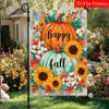 2D Flat, 2D Flat Happy Autumn Pumpkin Maple Leaf Welcome Thanksgiving Garden Flag_3-28x40 Inch Outdoor Garden Flag Double-sided Home Decoration Courty