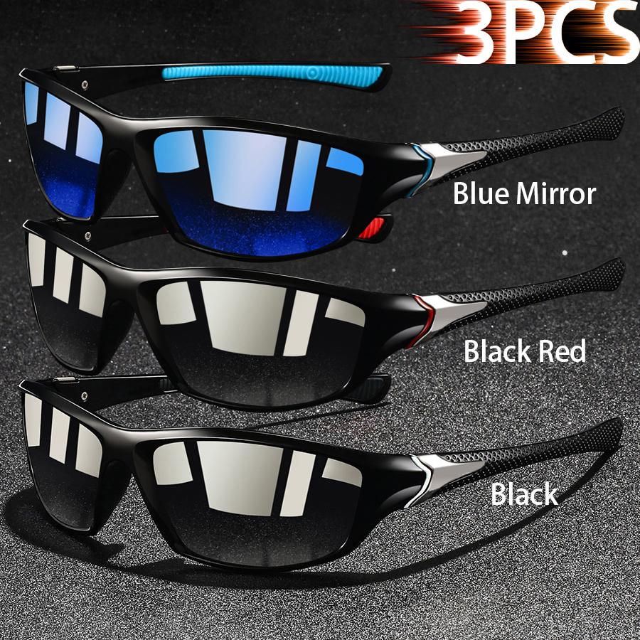 2 Pieces Fashion Vintage Sports Sunglasses Men Women Fishing Running Cycling  Sport Man Sun Glasses Anti-Glare UV400 Eyewear