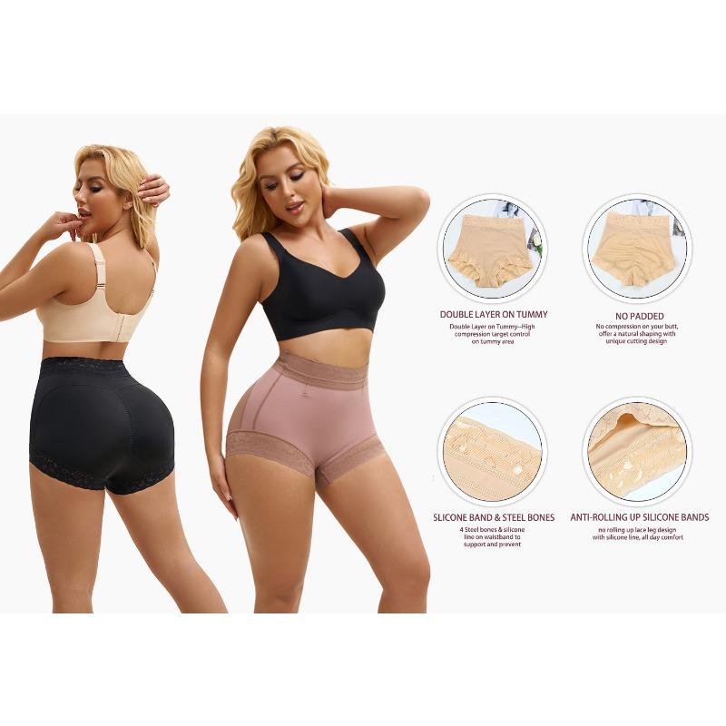 High Waist Lace Trim Tummy Control Shaping Panties Butt Lifter Compression Shapewear Underwear for Women
