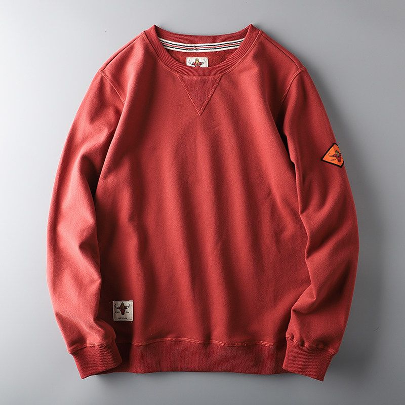 Men s American-Style Red Cotton Fleece Sweater Watermelon Red XL