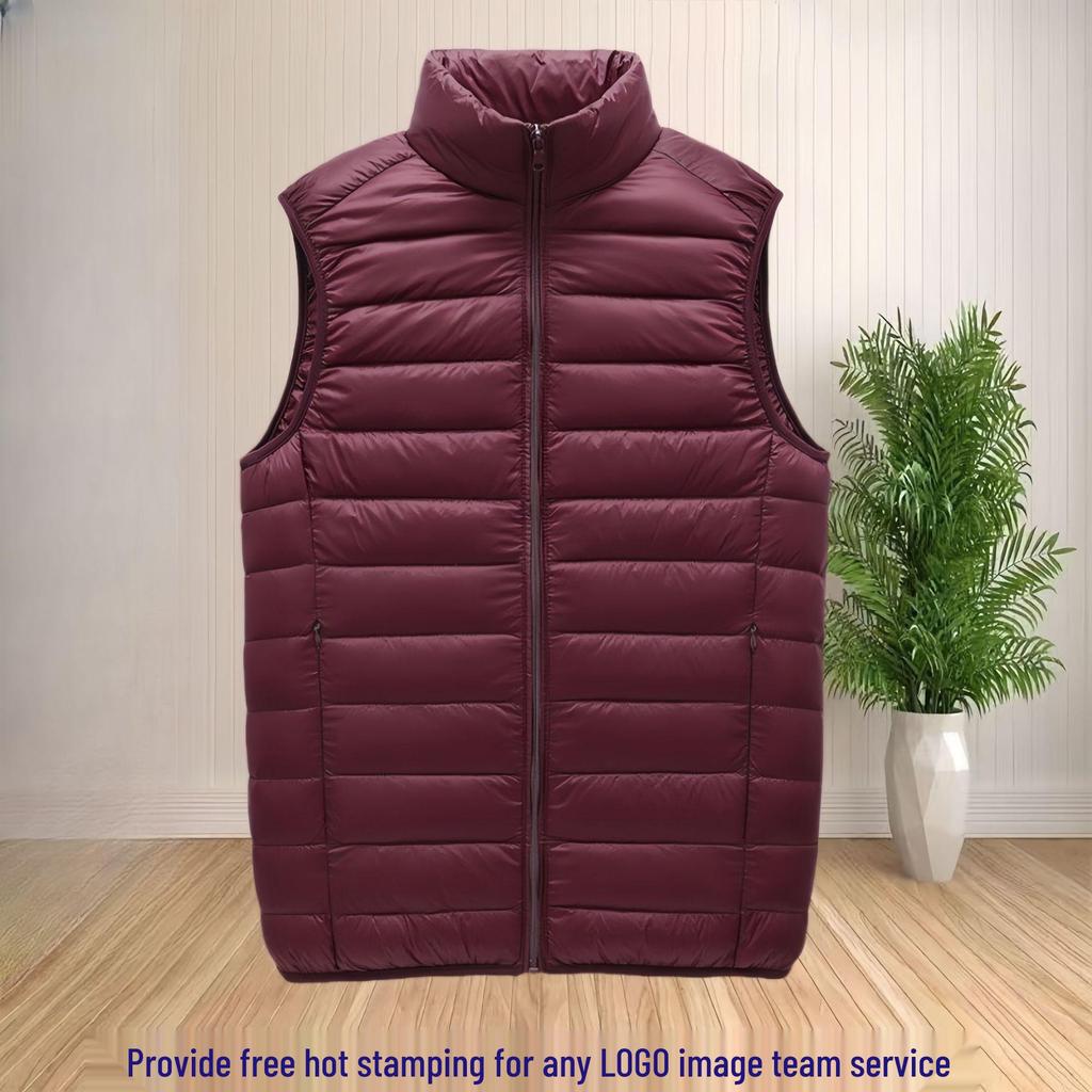 Pánská 2024 Podzim/Zima Lehká Luxusní Péřová Vesta se Stojáčkem