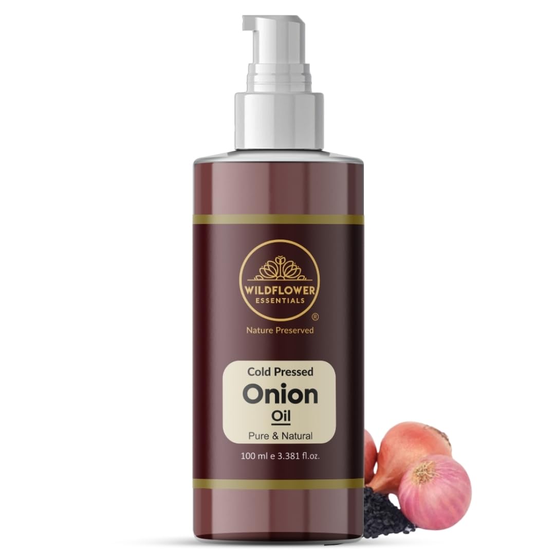 

Wildflower Essentials Onion Oil Cold Pressed For Hair, Scalp, Hair Growth, Hairfall, Dandruff, Grey Hair 100% Pure & Natural100ml