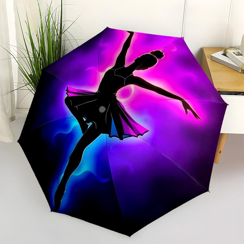 1pc Dance Art Automatic Folding Umbrella - 8-Rib Compact Travel Umbrella Durable & Portable for Outdoor Use, Perfect Gift for Birthdays006