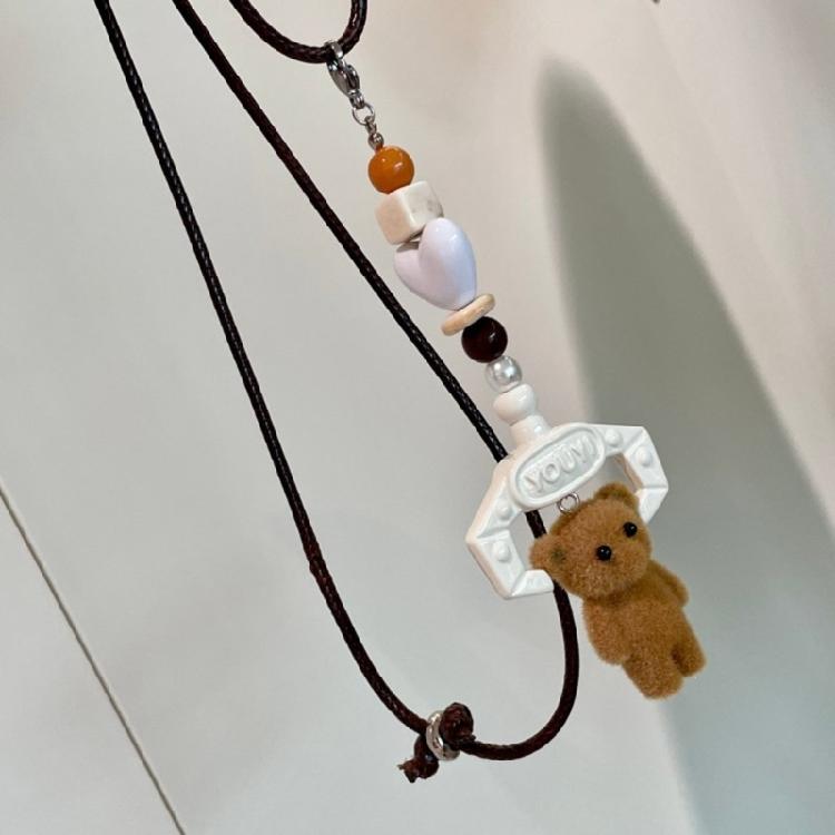 Multipurpose Sturdy Chain Necklace With Adorable Brown Lovely Bear Pendant Designs Fashion Accessory Casual Wear