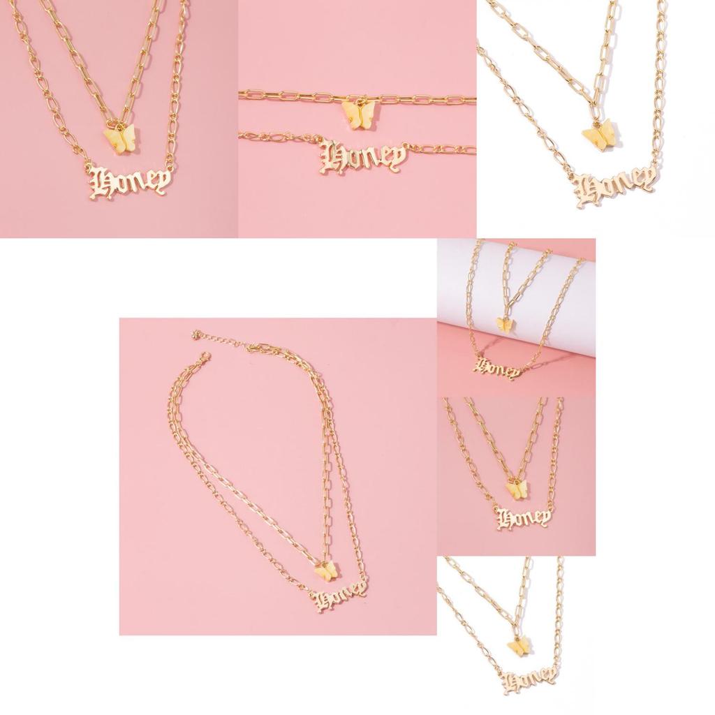 Unique Two Layer Butterfly Necklace With Adjustable Chain For Fashionable Women