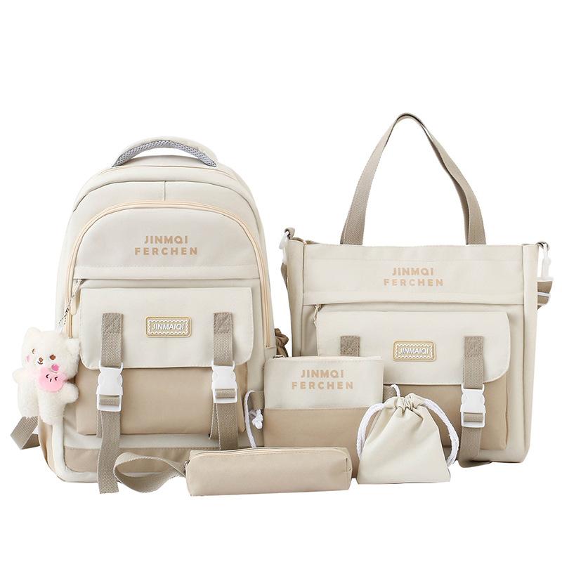 School Bag Primary School Students Children's School Backpack Junior High School Students Middle School Students Five Piece Backpack