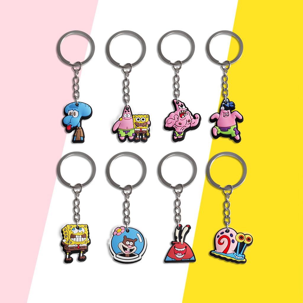 Spongebob Keychain Party Favors Pendant Bag Keychain Accessories Birthday Party Gift Bag Filling Material Christmas Supplies