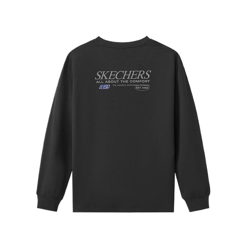 Skechers Sports Alliance Series Comfortable Fashion Casual Versatile Long Sleeve Shirt Unisex shirts Carbon-Black L325U018-0018