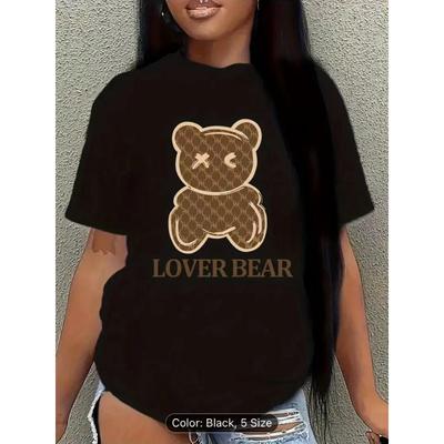Summer Round Neck Printed Top Fashionable Casual Cute Short Sleeved Women's Pure Cotton T-shirts