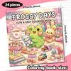24 Sheets for Stress Relief, Warmth and Comfort, Coloring Picture Books, Cute Pets, Frogs, Cartoon Graffiti Coloring Books