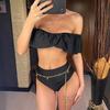 Sexy Ruffled Off Shoulder Female Swimsuit High Waist Bikini Women Swimwear Two-pieces Bikini Set Bather Bathing Suit Swim
