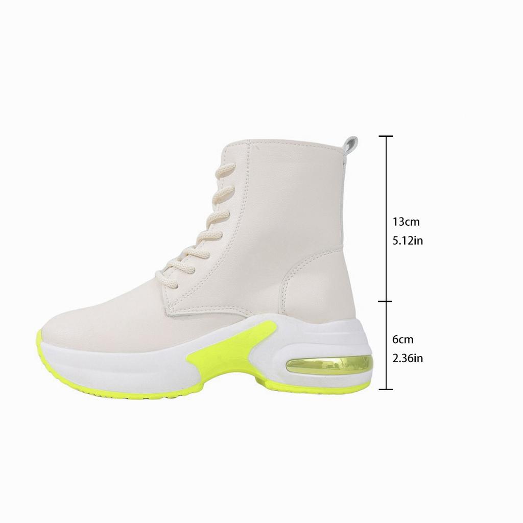 Aphixta Lace Up Woman Ankle Boots Platform 6cm Wedge Heel Leather Short Boots Chunky Heels Shoes for Woman Botas De Mujer Size43