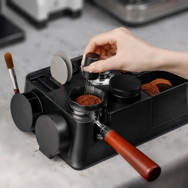Italian Coffee Powder Holder Storage Rack Filling Press Holder ABS Multifunctional Handle Coffee Crumb Box Powder Press Device