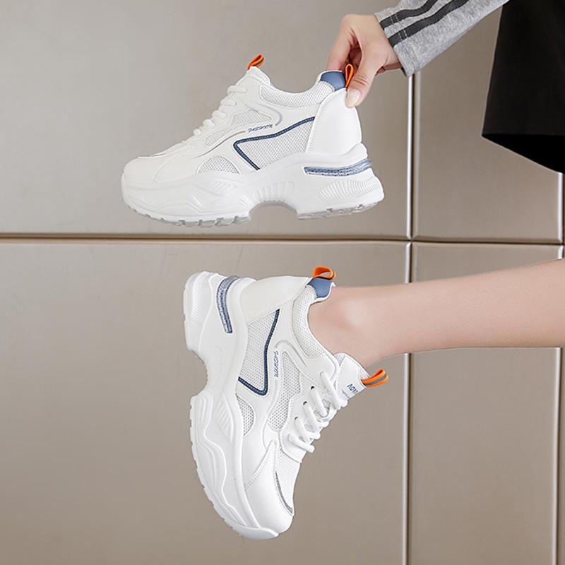 Fashion Fashion White Platform Sneakers for Women 2025 Lace Up Breathable Sport Sneakers Woman Non Slip Thick Bottom Vulcanized Shoes