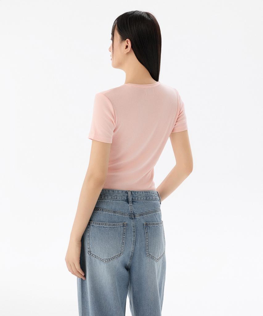 MUSINSA STANDARD WOMAN Women'S Ribbed Slim Fit T-Shirt [Rose Water]