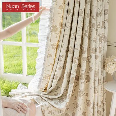 1PC 70-80% Blackout Romantic French Rose Print Ruffled Comfortable Curtains for Bedroom Living Room Home Decor Nuan Series