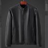 Men's Winter PU Leather Jacket, Thickened Velvet, Stand Collar, Mid-Length, Stylish & Casual for Middle-Aged and Elderly Dads