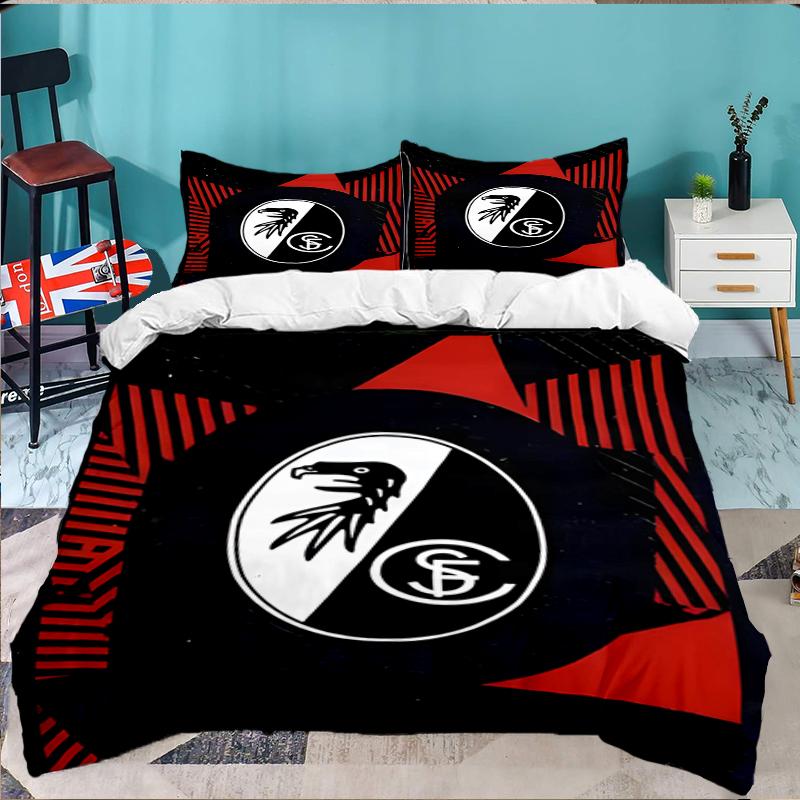 3PCS Eagle Symbol Frei-burg Football Bedding set,Ideal for1pc Duvet Cover And 2pcs Pillowcases Perfect for Christmas gift,Ideal for Bedroom,Dormitory