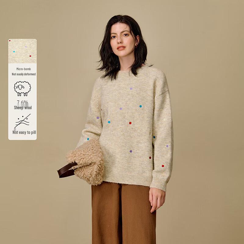 

Женский трикотажный свитер INMAN из смесовой шерсти с текстурой в горошек M