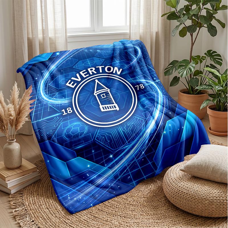 Everton Football Print Flannel Blanket, Soft Warm Lightweight Throw Blanket for Sofa Bed Camping
