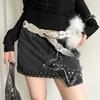 PU Leather Furry Waistband Y2k Y2K Waistband Simple Plush Belt  Autumn Winter