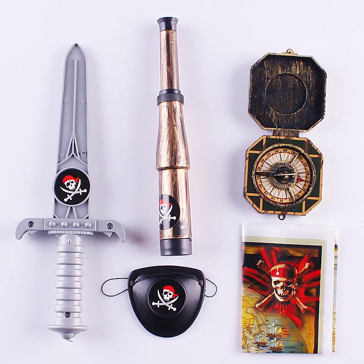 Cosplay Pirate Costume Set: Includes Pirate Hat, Sword, Flag, Bugle Horn, Eye Patch, and Mask for Halloween. Inspired by Pirates of the Caribbean.