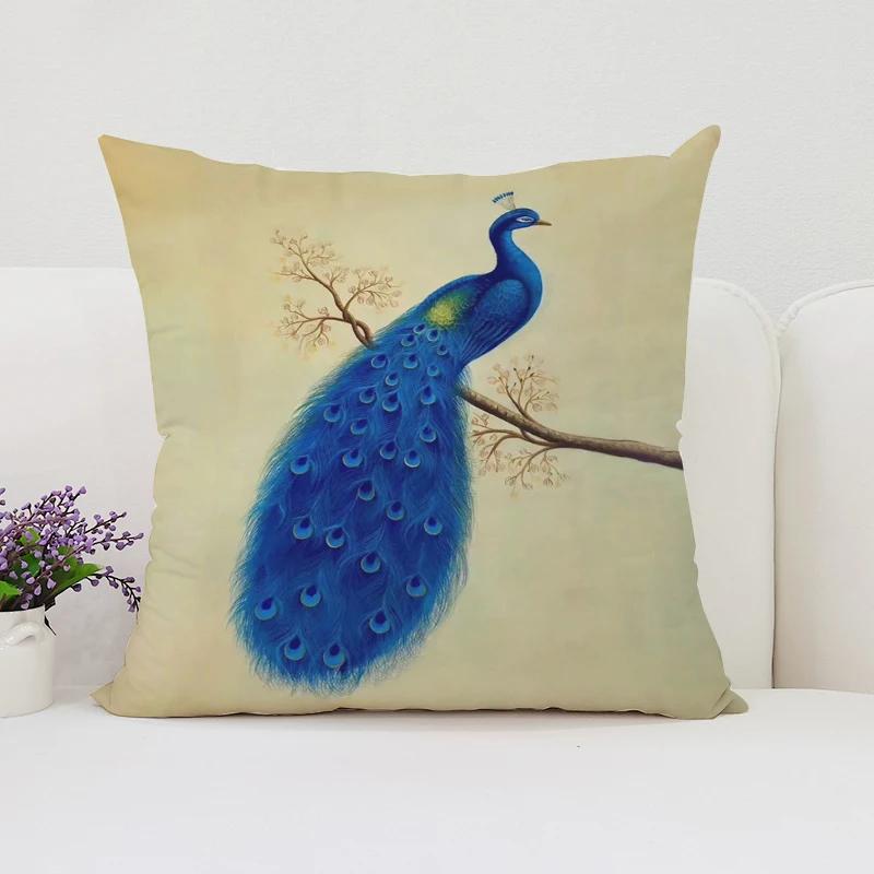 Europe and the United States Sofa Cushion Sets Beautiful Peacock Double-sided Printed Pillow Covers Chair Lumbar Cushion 45x45cm