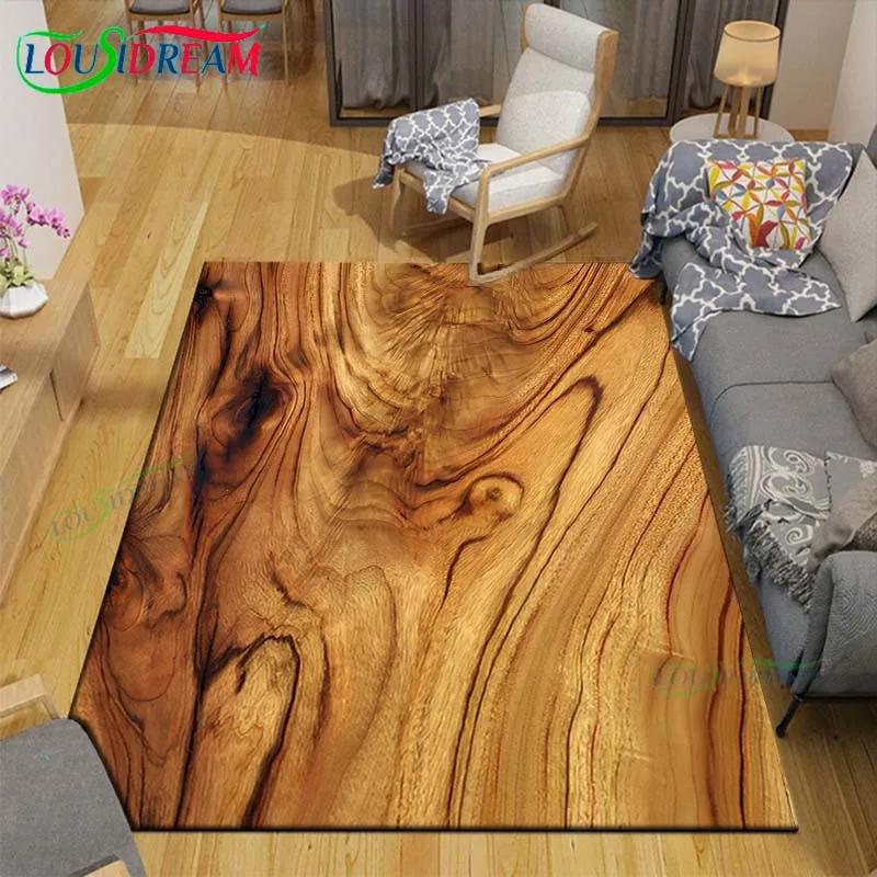 Classical Wood Grain Decor Carpet for Outdoor Balcony Garden Coffee Table Bedroom Area Rugs Kitchen Un-slip Floor Mat Alfombra