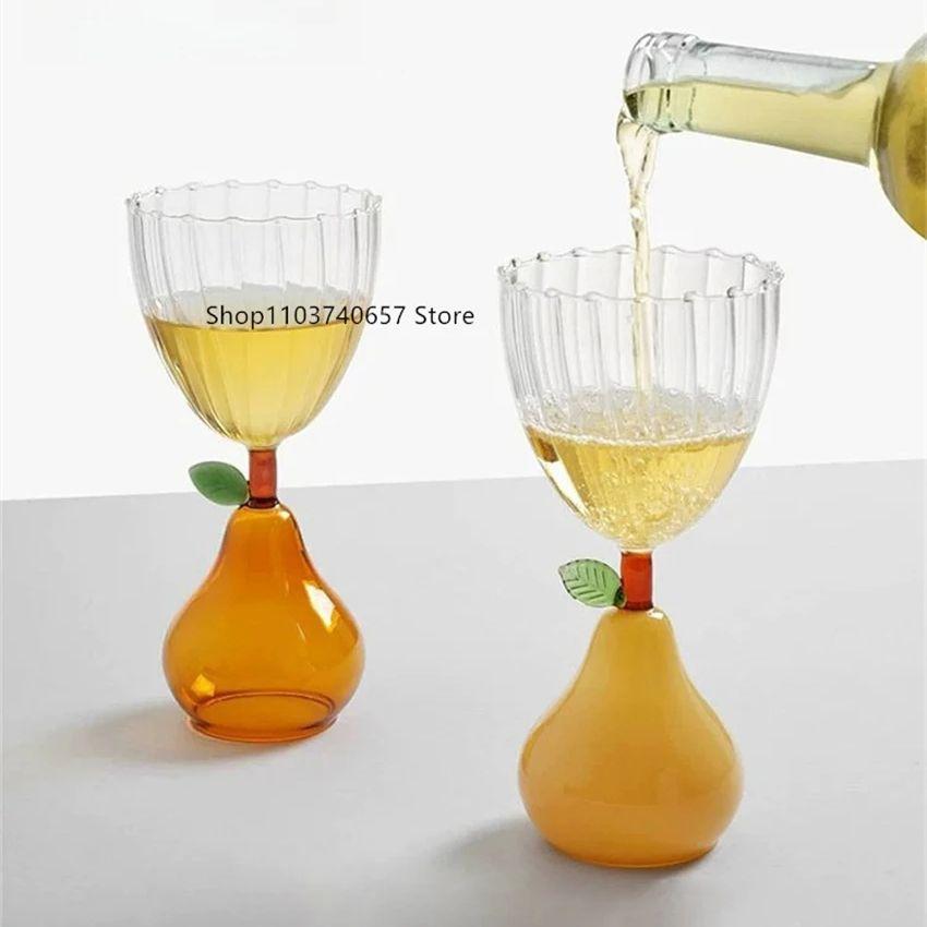 Creative Fruit Shape Champagne Red Wine Glass Household Simple Tall Cocktail Glass Shaped Drink Juice Cup
