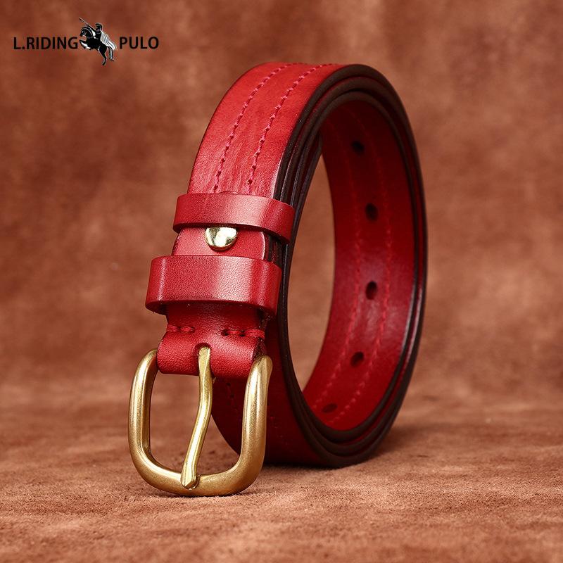 Retro Korean Style Fashion Trend All-match Copper Buckle Belt Women's Genuine Leather First Layer Cowhide Belt