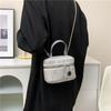 Chic Minimalist Handbag For Women Stylish Fall Bucket Bag With Chain Strap In Black Gray Silver