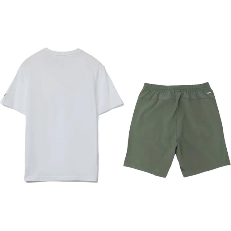 Li-Ning Embroidered Logo Knitted Breathable Comfortable Round Neck Pullover Short Sleeve T-Shirt Casual Sports Set Unisex Tops AHST821-1+YKSV147-1