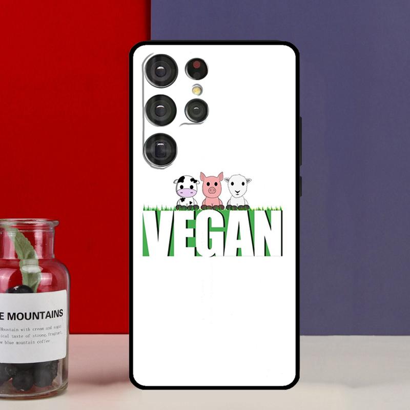 Vegan Pattern Funda Case For Samsung Galaxy S25 Ultra S9 S10 S20 S21 S22 Plus S23 Ultra S24 FE Phone Cover